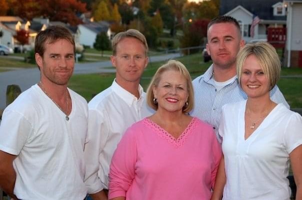 Cheryl Moore (center) with her children Brent (from left), Shane, Nicholas, and Valerie. 