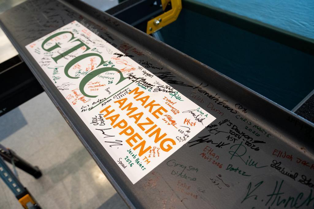 The final GTCC Aviation Center beam with signatures on it