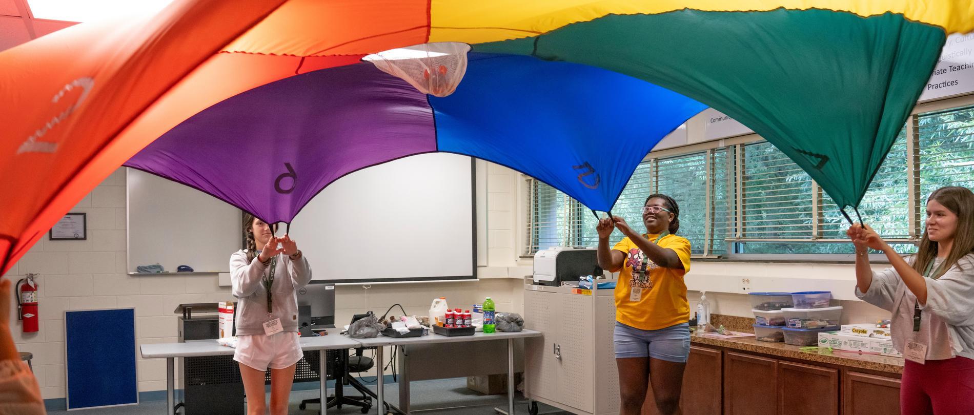 GTCC students playing with parachute