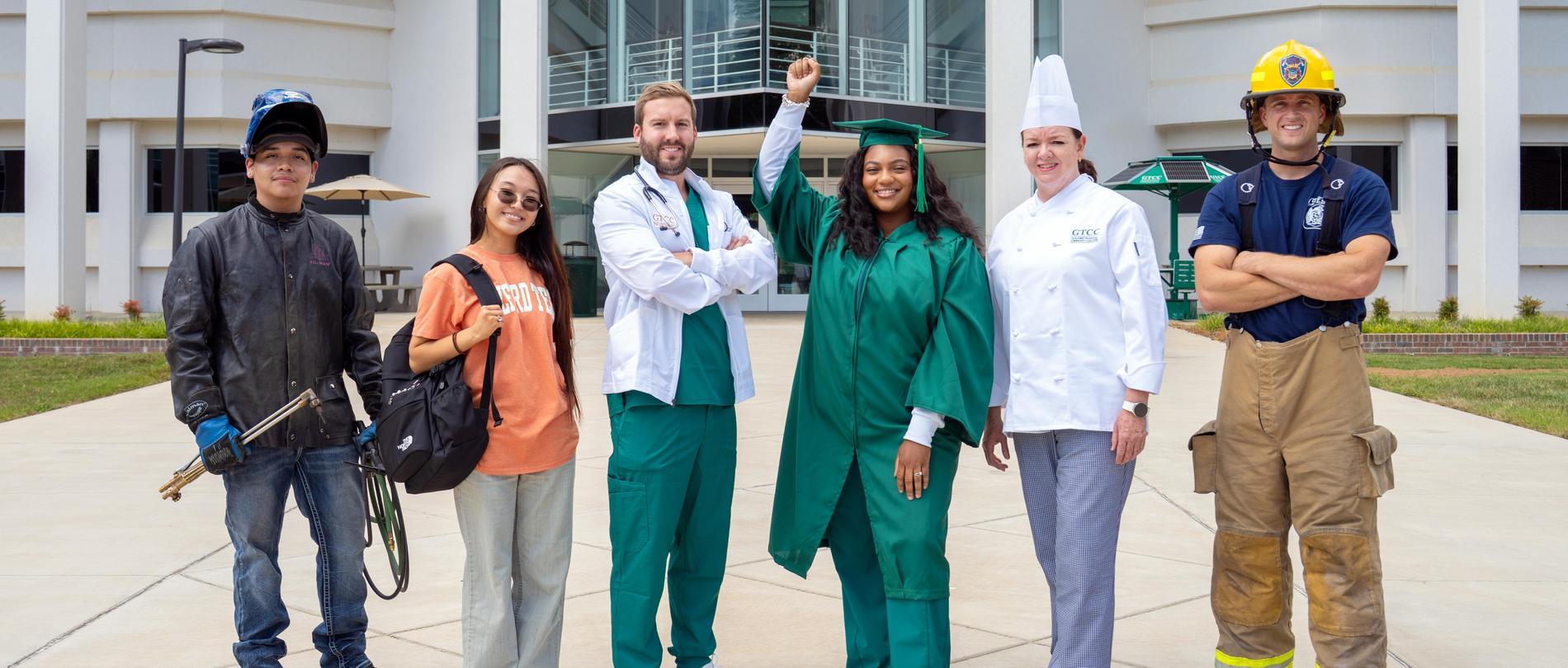 Six GTCC students representing different workforces