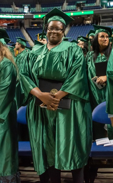 Danielle Gillens at the 2022 graduation for her certificate in GTCC’s quick career aviation program.