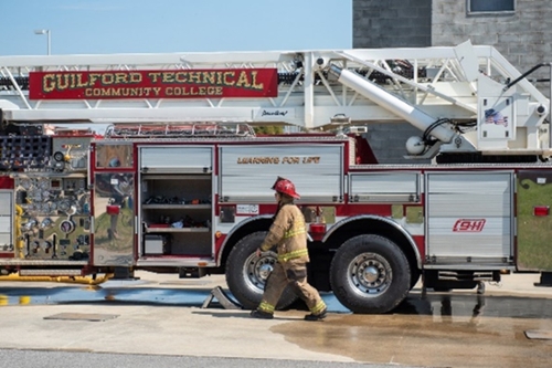 GTCC fire cadet participating in a training exercise.
