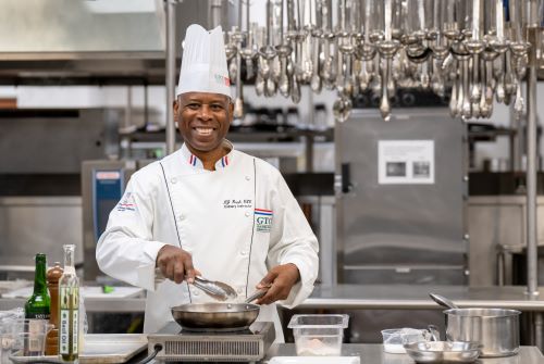 L.J. Rush is photographed in the GTCC culinary kitchen.