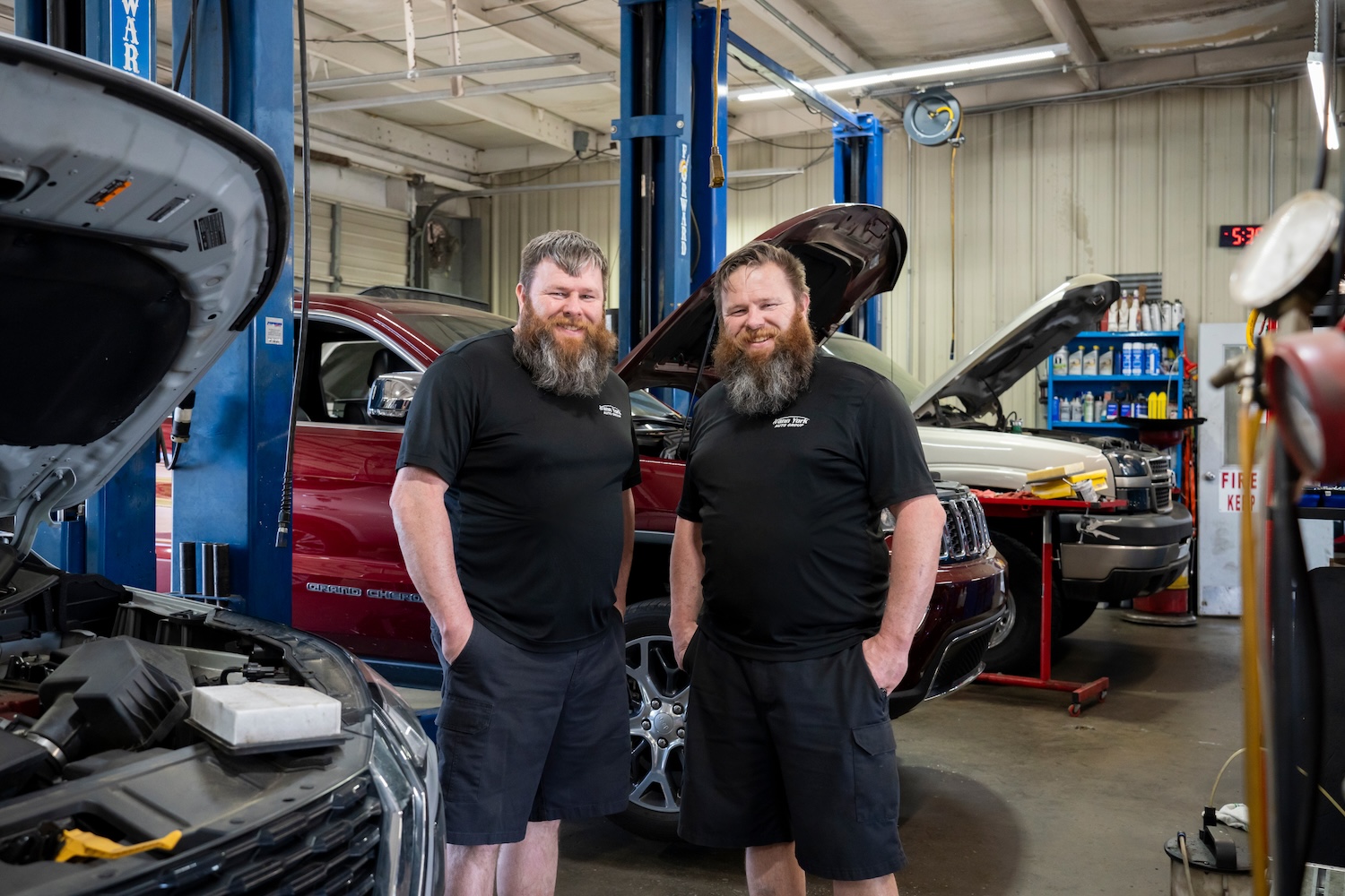 GTCC Alumni Seth Knox (left), and Adam Knox at their workplace, Van York Honda in High Point, NC. April 2024.