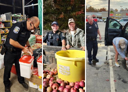 Three GTCC police officers (George Smith, William Wallace, and Alex Stout) who went to Black Mountain, N.C., to help after Hurricane Helene.