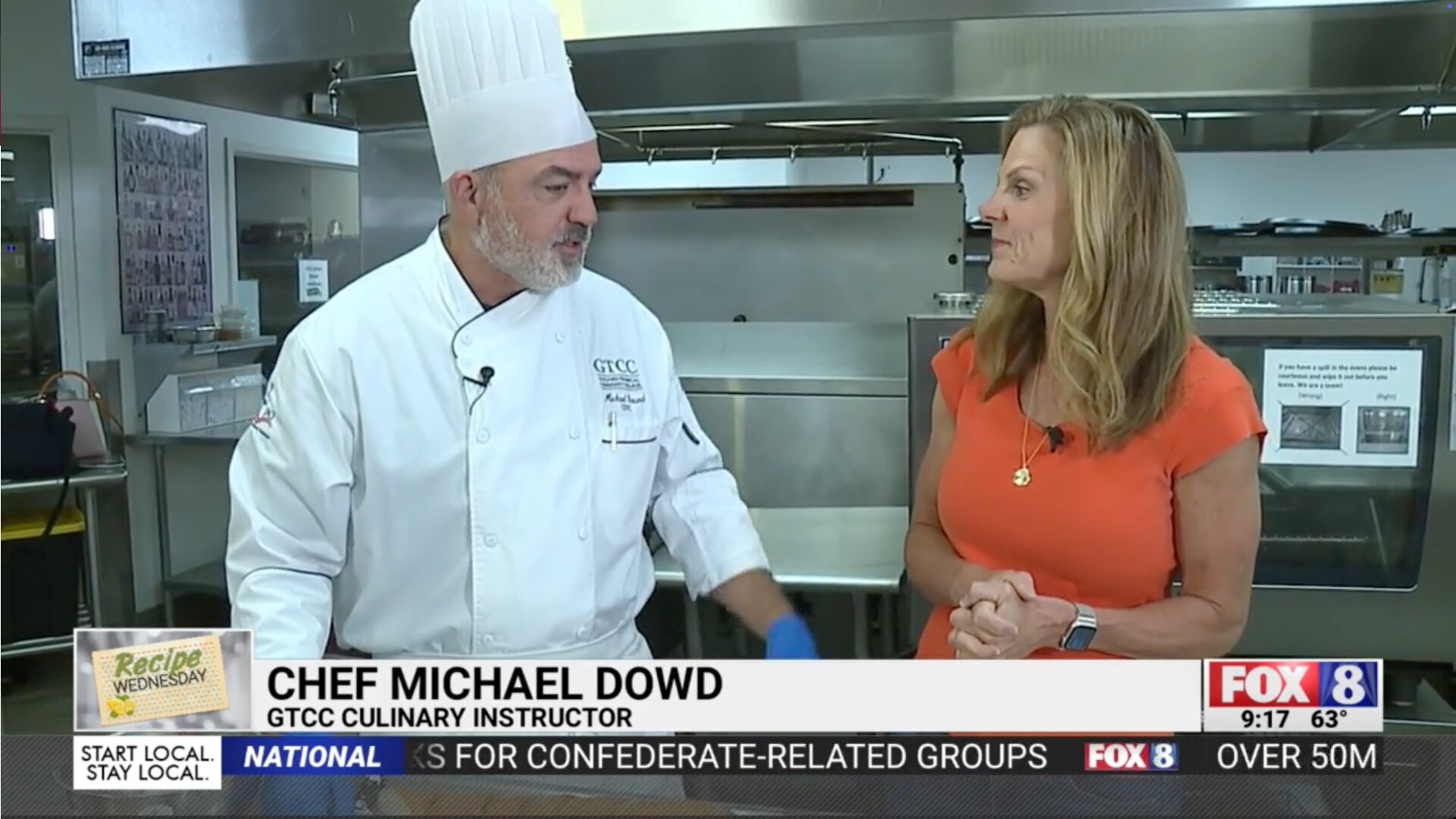 GTCC chef Michael Dowd with Shannon Smith of Fox 8